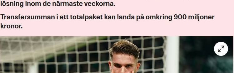 瑞典媒体：约克雷斯即将8000万欧转会阿森纳，创瑞典球员纪录