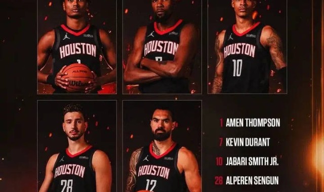 杜兰特领衔死亡五大！火箭揭幕战首发平均身高2米09